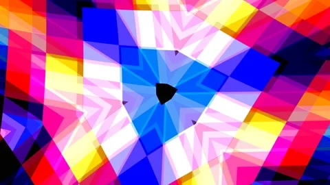 Colorful Pixel Triangle Patterns Kaleidoscope Loop Stock Footage 143545418