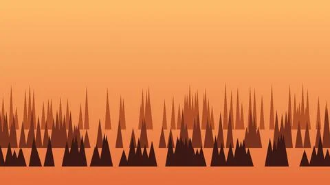 Colorful pixelated mountain range with gradient sky background illustration Stock Illustration