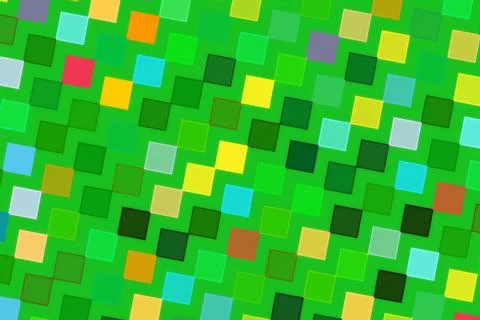 Colorful pixelated pattern with green background and squares Stock Photos
