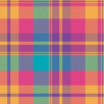 Colorful pixelated plaid pattern. A modern twist on a classic textile design. Stock Illustration