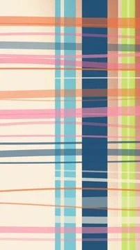 A colorful pixelated textile pattern with geometric blocks and stripes in p.. Stock Illustration