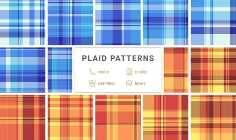 Colorful plaid designs featuring horizontal stripes, ideal for textile prin.. Stock Illustration