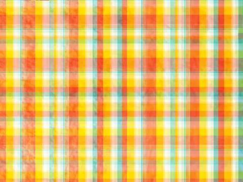 Colorful Plaid Tartan Pattern Background Featuring Orange Yellow Retro Chec.. Stock Illustration