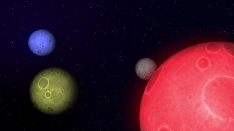 Colorful planets moving slowly through space (loop) Stock Footage 332931275