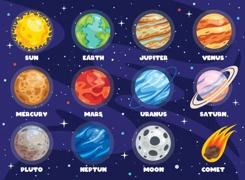 Colorful Planets Of Solar System Stock Illustration