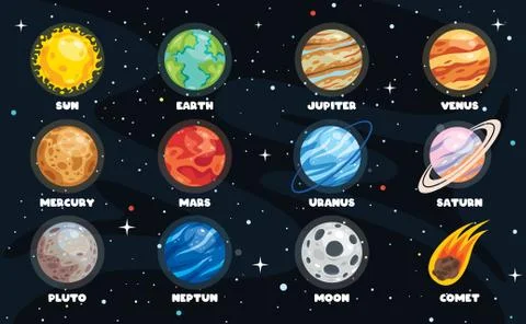Colorful Planets Of Solar System Illustrazione stock