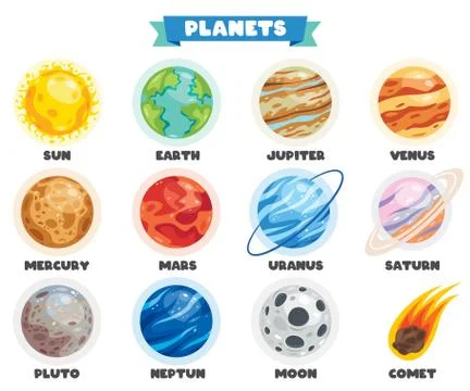 Colorful Planets Of Solar System Stock Illustration