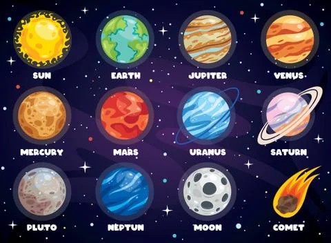 Colorful Planets Of Solar System Illustrazione stock