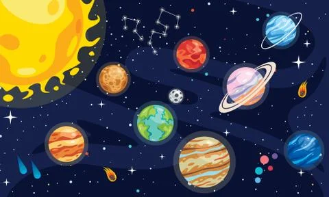 Colorful Planets Of Solar System Stock Illustration