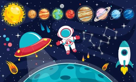 Colorful Planets Of Solar System Illustrazione stock