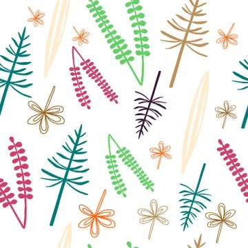 Colorful plants seamless pattern Stock Illustration