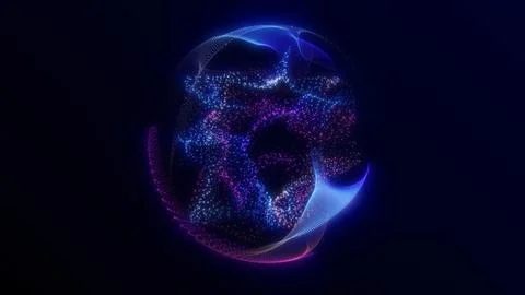 Colorful plasma orb made of tiny glowing particles forming vibrant swirling.. Stock Illustration