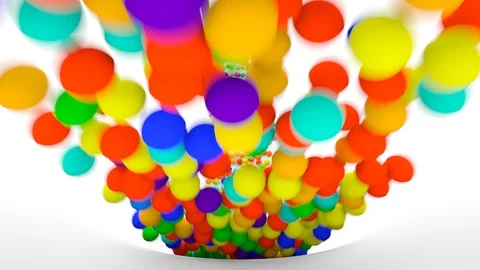 Colorful plastic balls rolling in front of camera in slow motion Vídeos de archivo 107602118