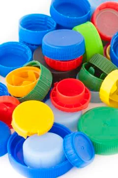 Colorful plastic caps Stock Photos