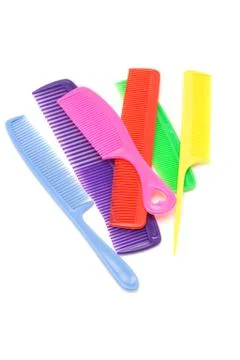 Colorful plastic combs Stock Photos