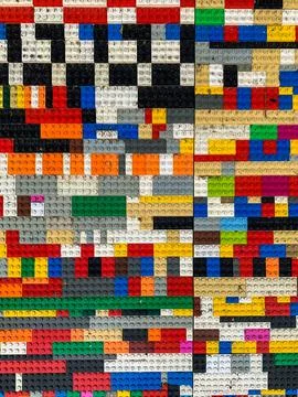 Colorful plastic construction block pattern Stock Photos