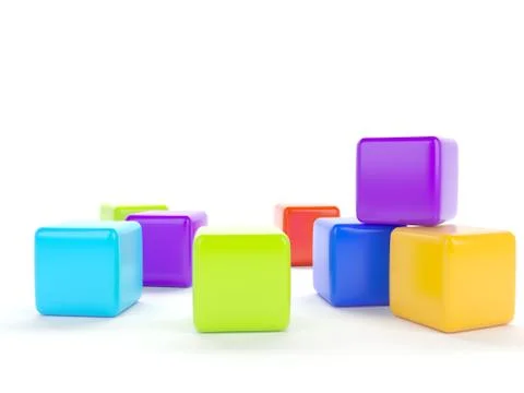 Colorful plastic cubes on a white background. Stock Illustration