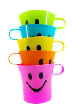 Colorful plastic cup Stock Photos