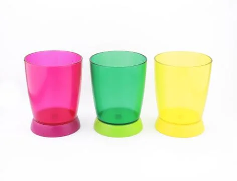 Colorful plastic cups Stock Photos