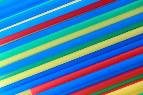 Colorful Plastic Drinking Straws Diagonal Pattern Background Stock Photos