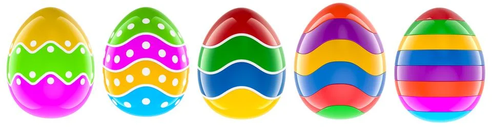 Colorful plastic Easter eggs. 3D rendering Stock Illustration