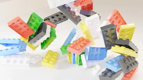 Colorful Plastic Flying Blocks Stack Stock Photos