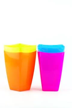Colorful plastic glasses Stock Photos