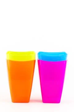 Colorful plastic glasses Stock Photos