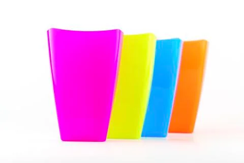 Colorful plastic glasses Stock Photos