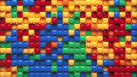 Colorful Plastic Interlocking Blocks Toys Background Animation Vídeo Stock 255854861