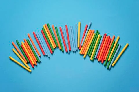 Colorful plastic math stick for learning mathematic in primary school or Stock Photos