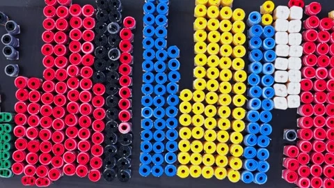 Colorful Plastic Pipe Storage Yard, Industrial Manufacturing, Jelgava Latvia Stock Footage 340596982