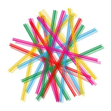 Colorful plastic straws randomly scattered in abstract pile formation 3d ve.. Stock Illustration