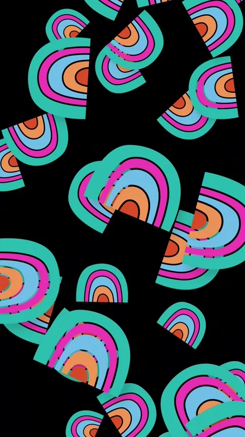 Colorful Playful Abstract Objects Falling on Black Background Stock Footage 342317872