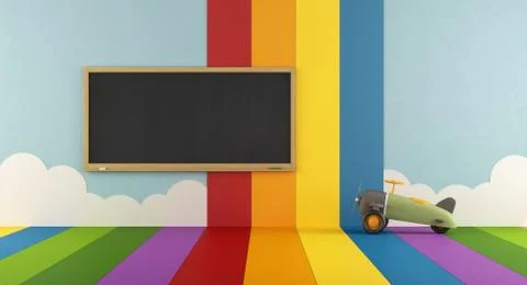 Colorful playroom with blackboard Stock Illustration