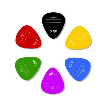 Colorful plectrums on white background. Vector design Illustrazione stock