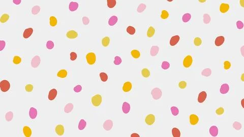 Colorful polka dot abstract pattern on beige background. Simple childish doodle Illustrazione stock