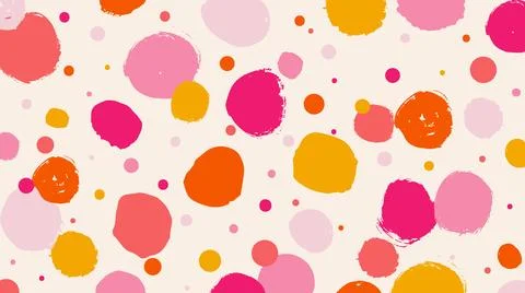 Colorful polka dot abstract pattern on beige background. Contemporary childish Stock Illustration