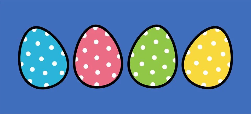 Colorful Polka Dot Easter Egg Set Spring Holiday Illustration Stock Illustration