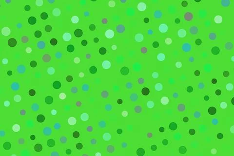 Colorful polka dot pattern on green background Stock Illustration