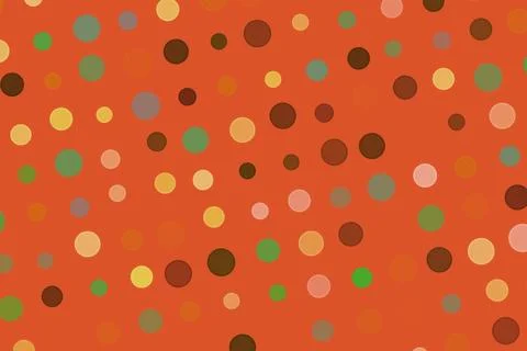 Colorful polka dot pattern on orange background Stock Illustration