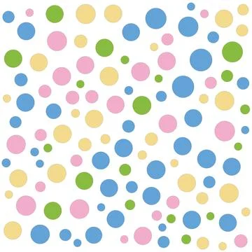 Colorful Polka Dot Pattern with Pastel Tones on White Background Stock Illustration