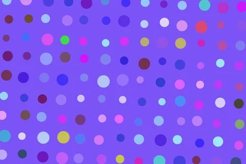 Colorful polka dot pattern on purple background Illustrazione stock