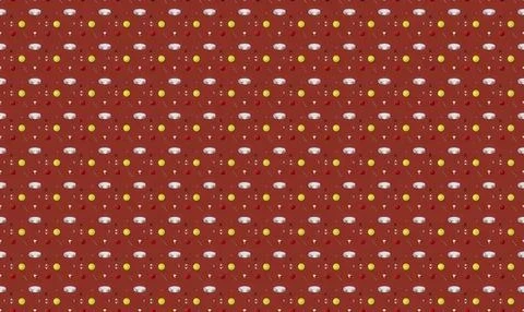 Colorful polka dot pattern on red background Stock Illustration