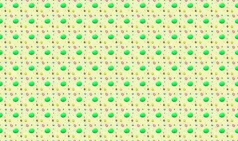 Colorful polka dot pattern on yellow background Stock Illustration