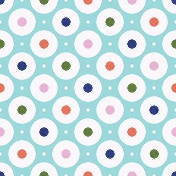 Colorful Polka Dots In Cream Polka Dots Seamless Pattern Stock Illustration