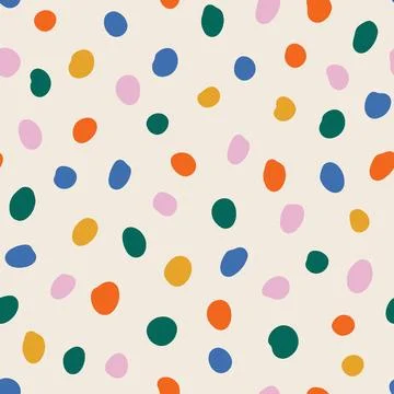 Colorful polka dots seamless pattern. Contemporary childish doodle background Stock Illustration
