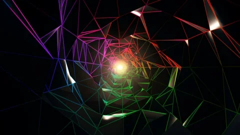 Colorful Polygonal Tunnel VJ Loop Stock Footage 75850426