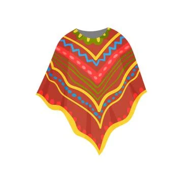 Colorful poncho on white background. Vector illustration. イラスト素材
