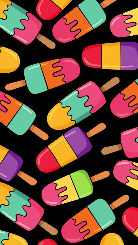 Colorful Popsicle Pattern Animation Background  Cute Cartoon Ice Cream Summe Stock Footage 348063214